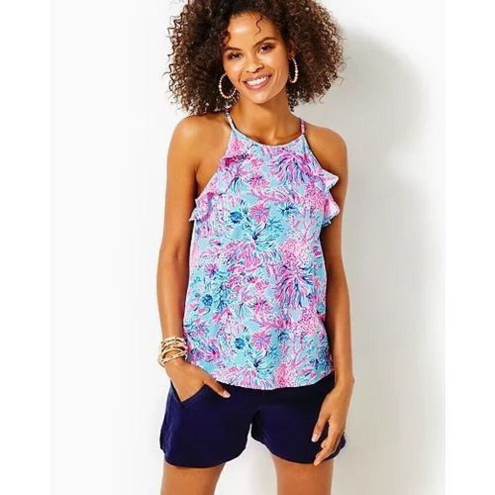 Lilly Pulitzer Billie Tank Top In Celestial Blue Seek and Sea